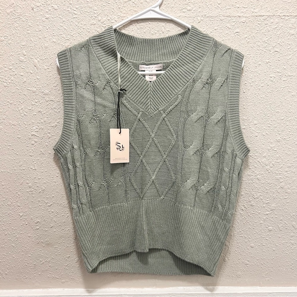 Sincerely Jules Green Knit Sweater Vest XS